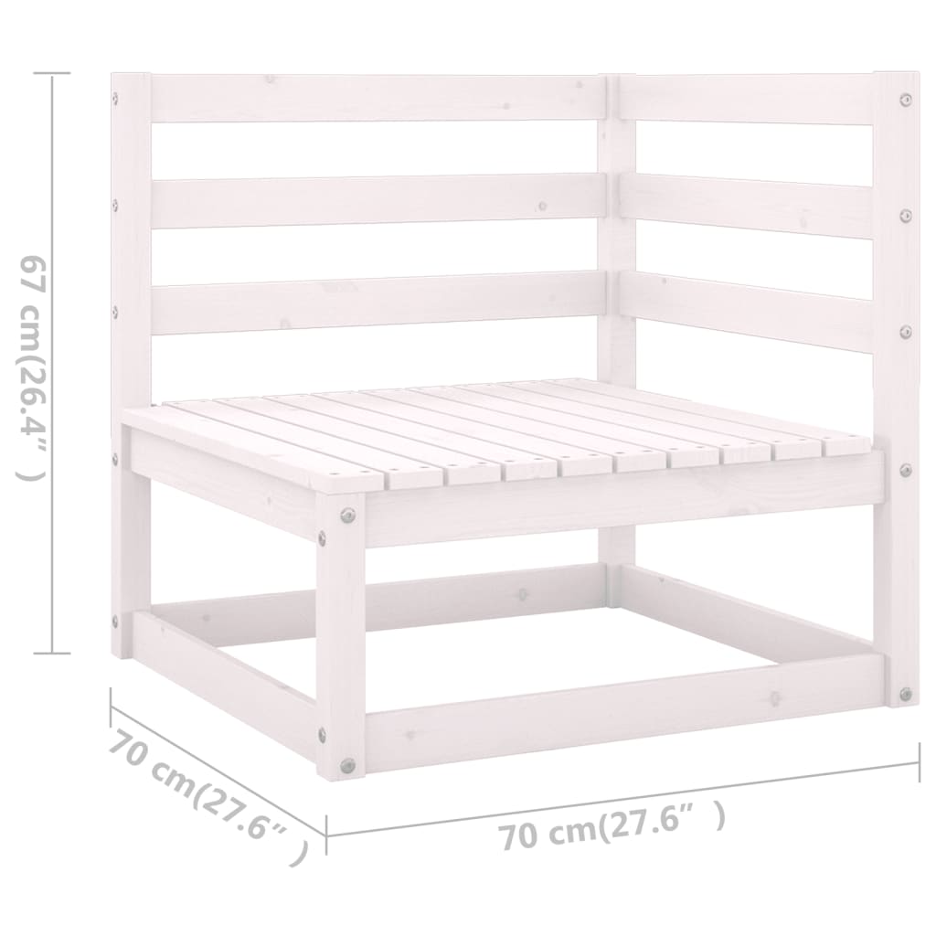 5 Piece Patio Lounge Set White Solid Pinewood