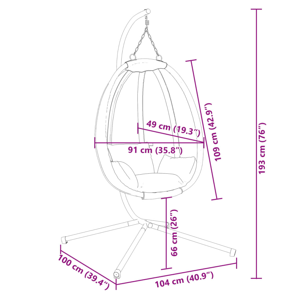 Hanging Egg Chair with Stand Anthracite Fabric and Steel