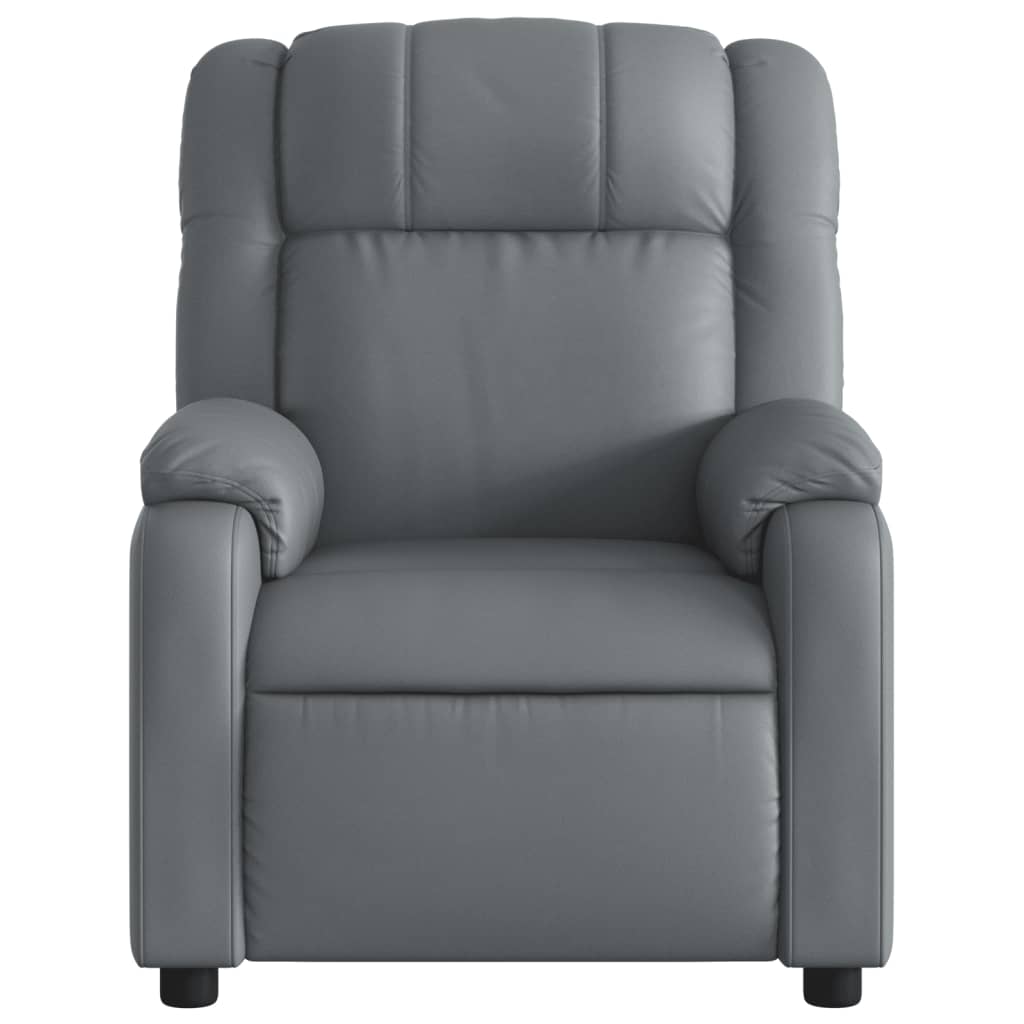 Electric Massage Recliner Chair Gray Faux Leather