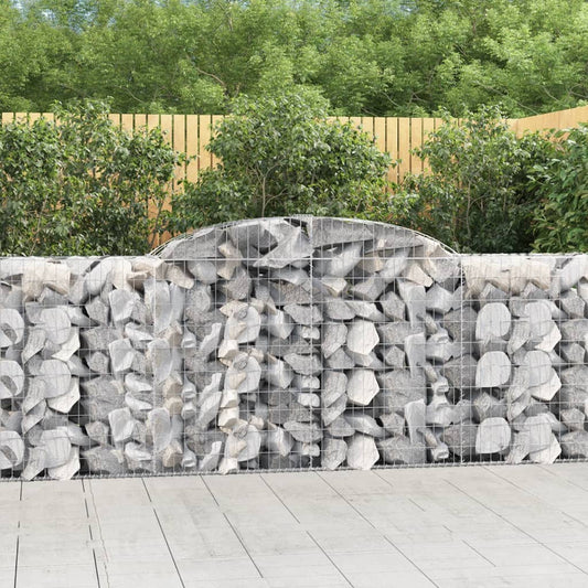 Arched Gabion Baskets 9 pcs 118.1"x19.7"x39.4"/47.2" Galvanized Iron