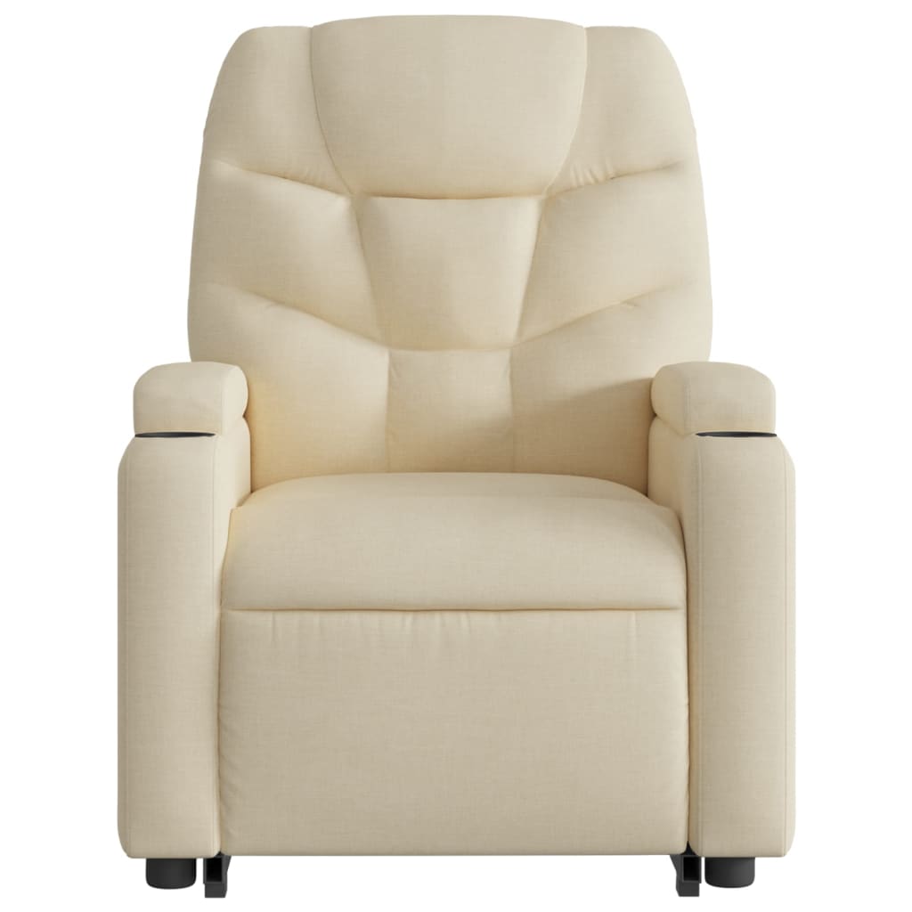 Electric Stand up Massage Recliner Chair Cream Fabric