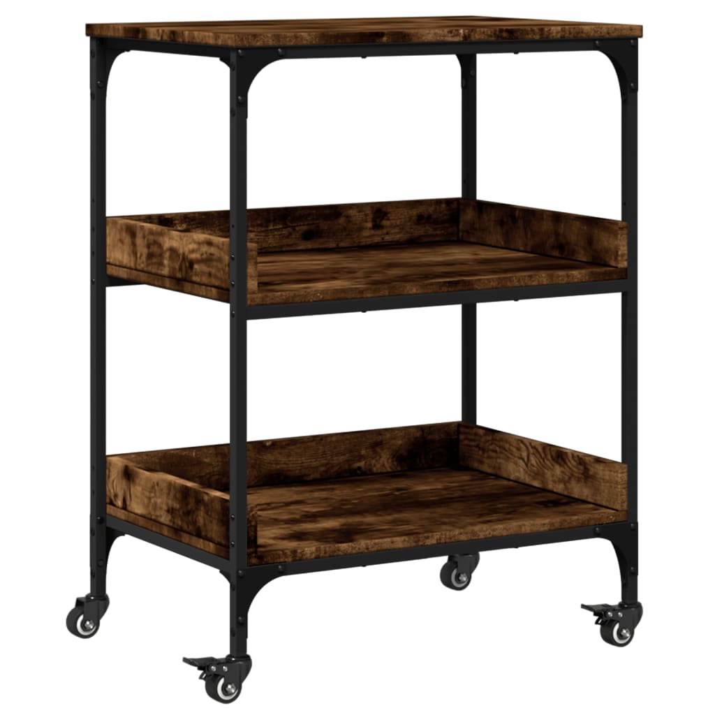 Kitchen Trolley Smoked Oak 23.6"x16.1"x31.7" Engineered Wood