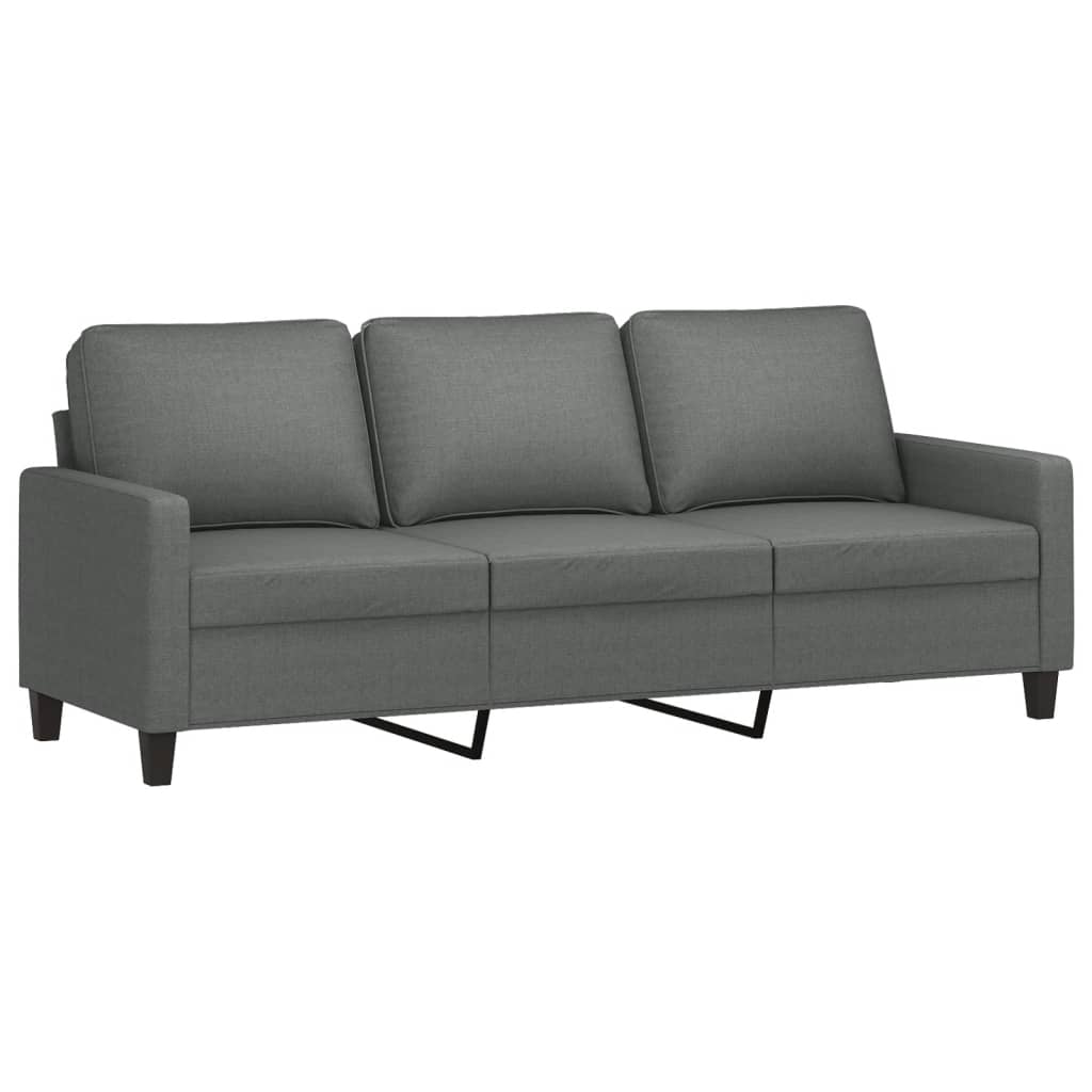 3-Seater Sofa with Footstool Dark Gray 70.9" Fabric