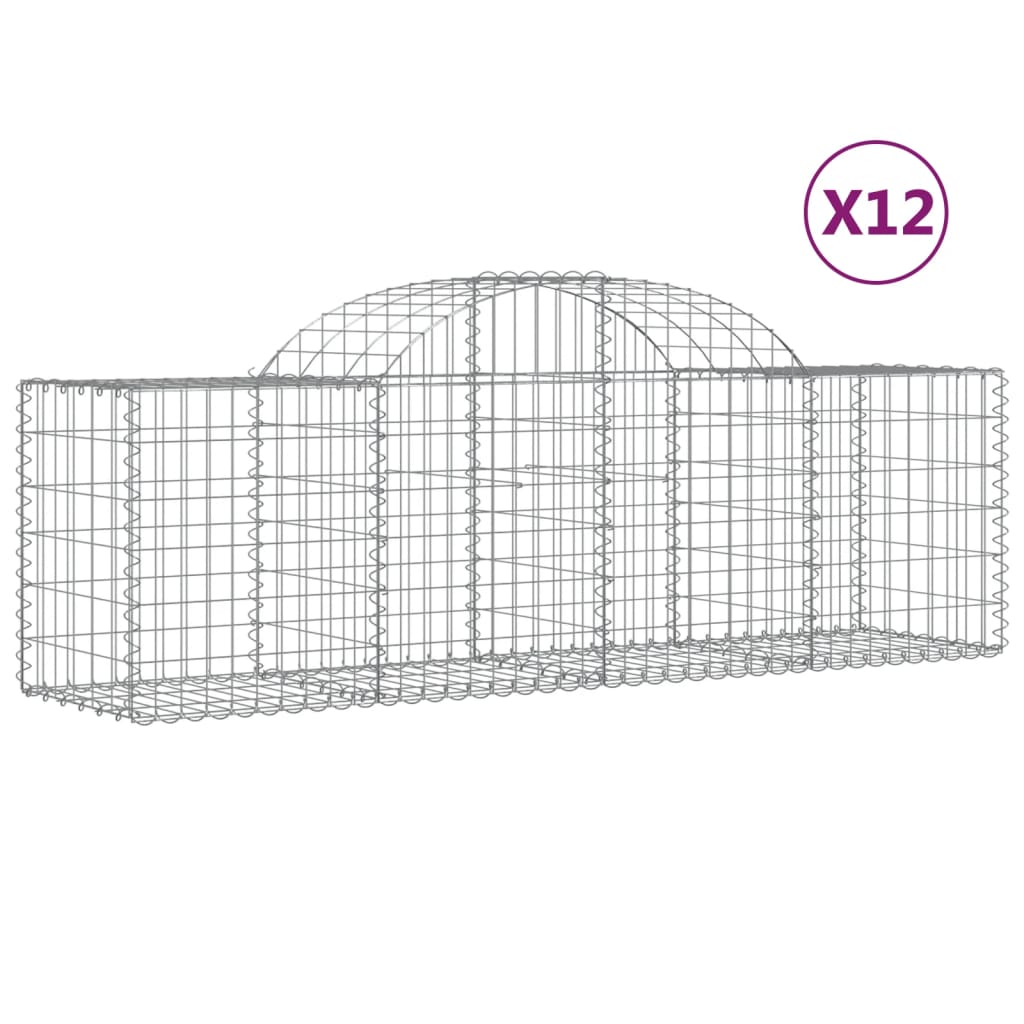 Arched Gabion Baskets 12 pcs 78.7"x19.7"x23.6"/31.5" Galvanized Iron