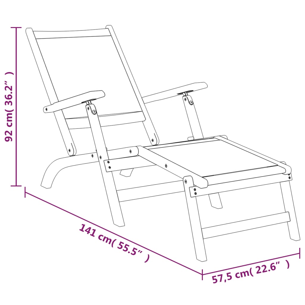 Patio Deck Chairs 2 pcs Solid Wood Acacia and Textilene