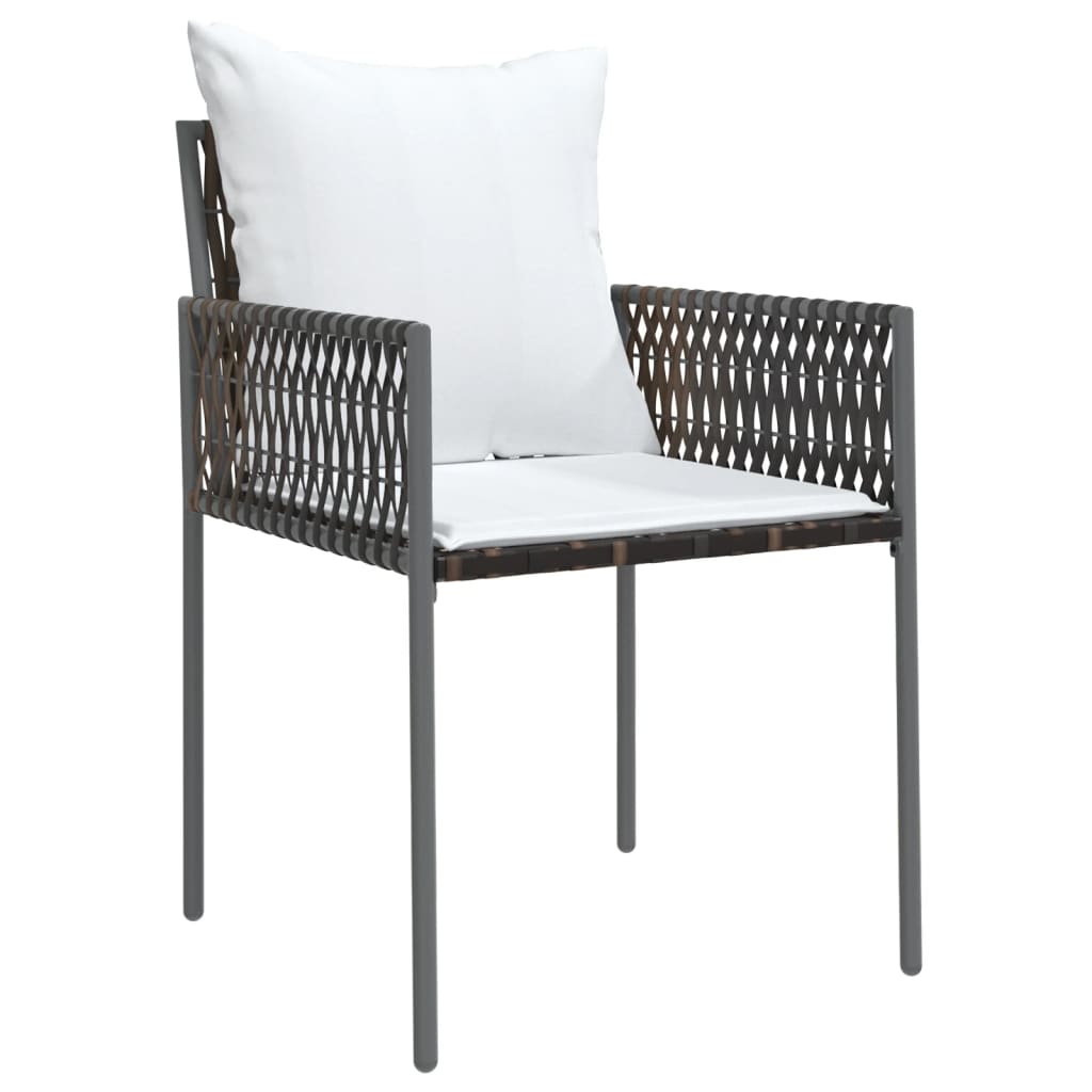 5 Piece Patio Dining Set with Cushions Poly Rattan and Steel