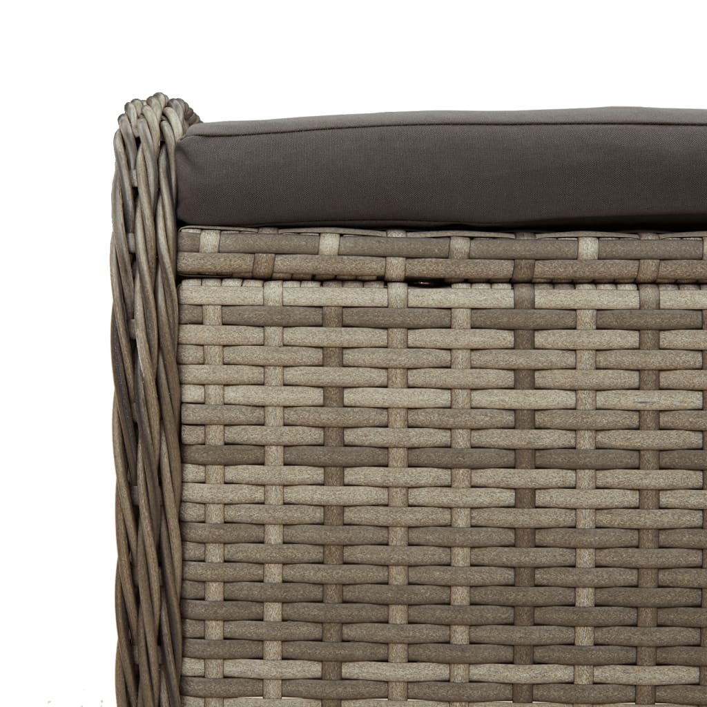 Patio Stool with Cushion Gray 22.8"x18.1"x18.1" Poly Rattan