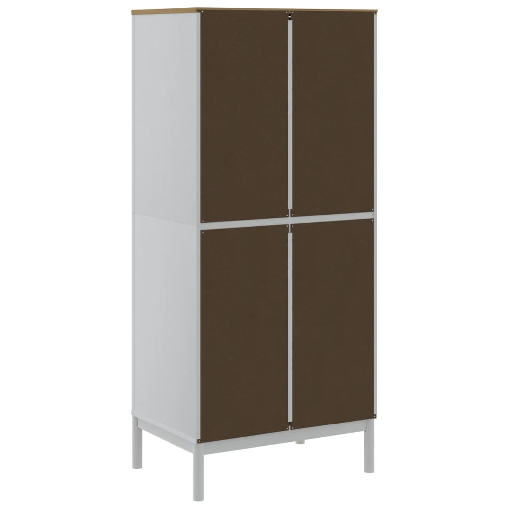 Wardrobe FLORO White 30.3"x20.9"x67.3" Solid Wood Pine