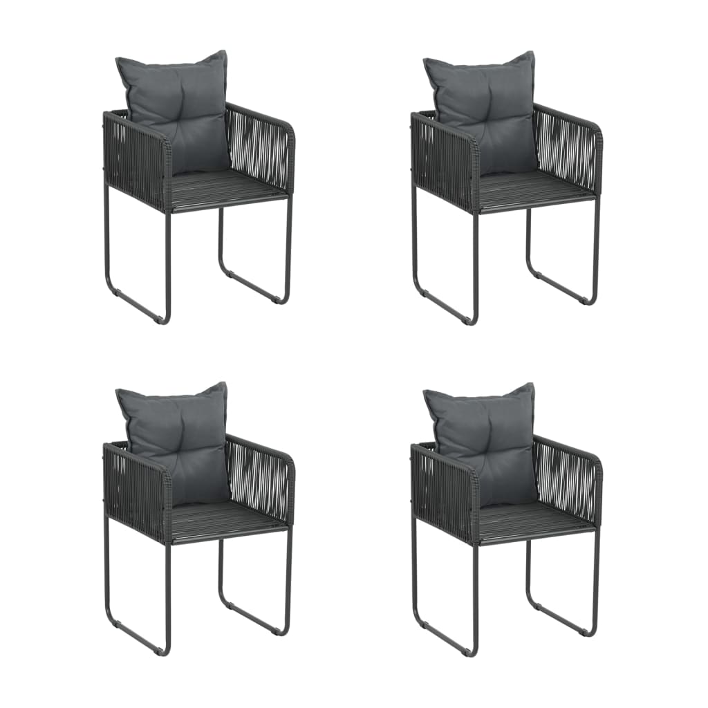 5 Piece Patio Dining Set Black