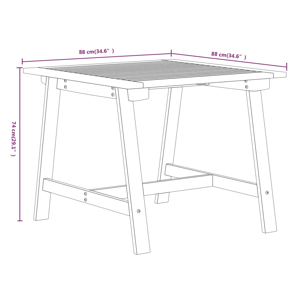 3 Piece Patio Dining Set Solid Acacia Wood