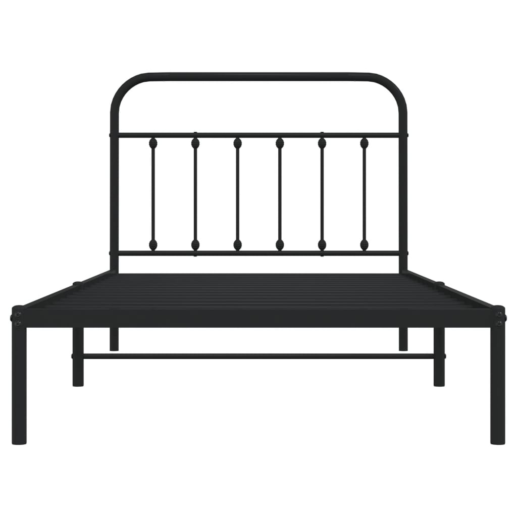 Metal Bed Frame without Mattress with Headboard Black 39.4"x78.7"