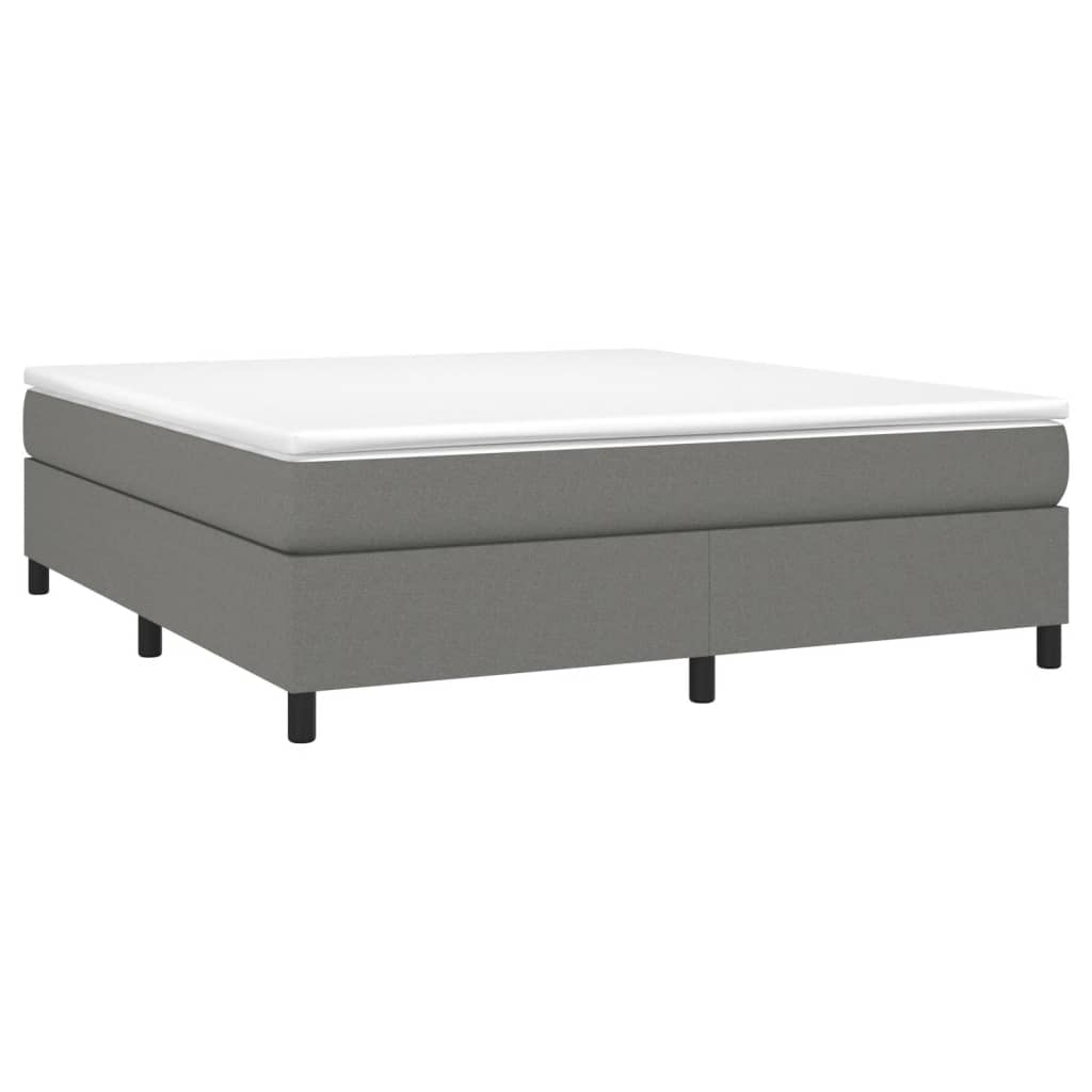 Box Spring Bed with Mattress Dark Gray 72"x83.9" California King Fabric