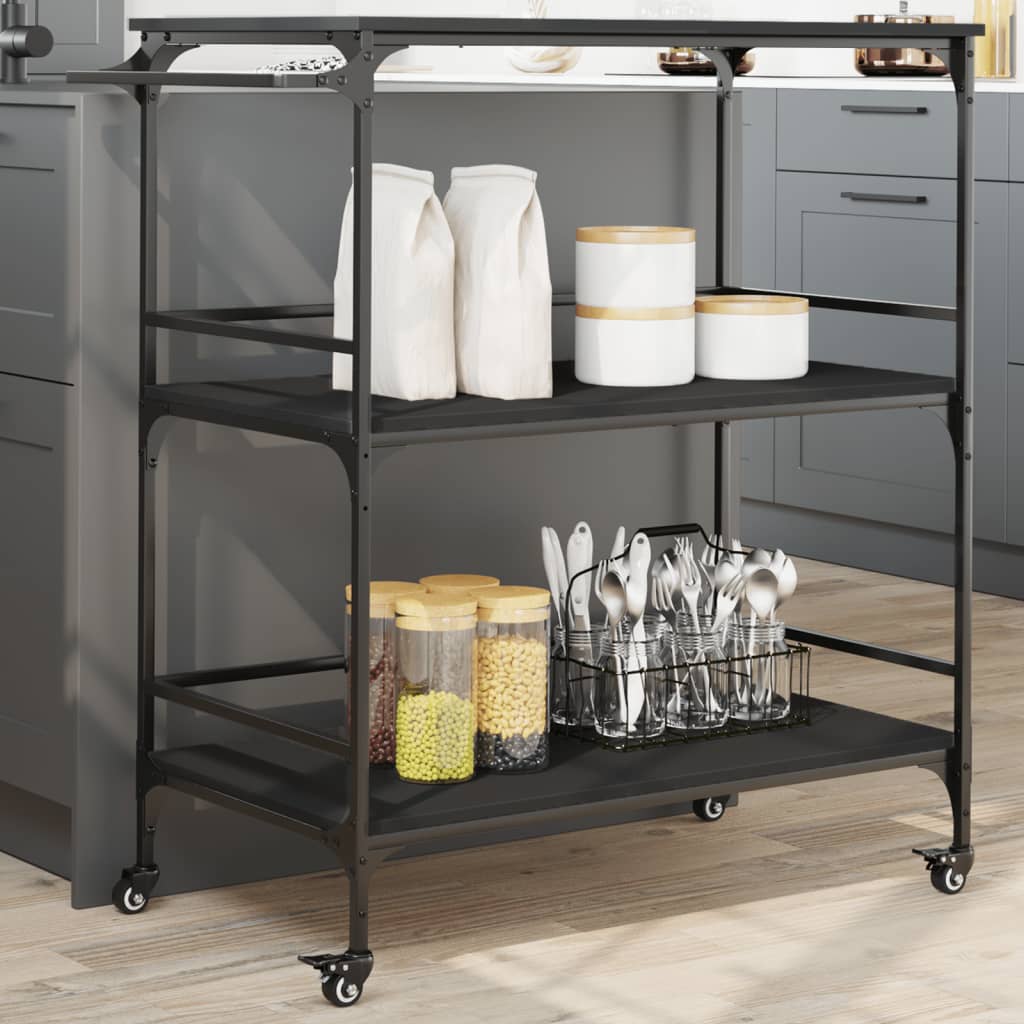 Kitchen Trolley Smoked Oak 39.6"x19.7"x41.3" Engineered Wood