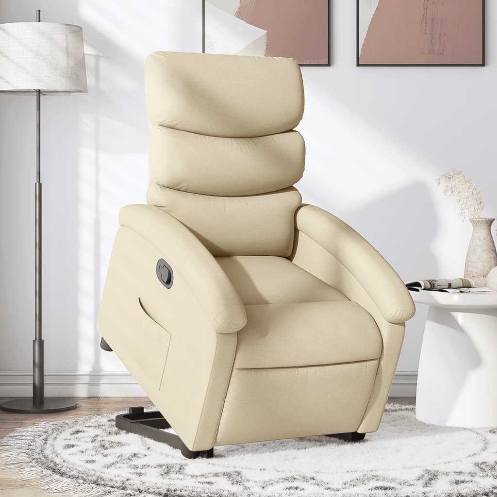 Stand up Recliner Chair Cream Fabric