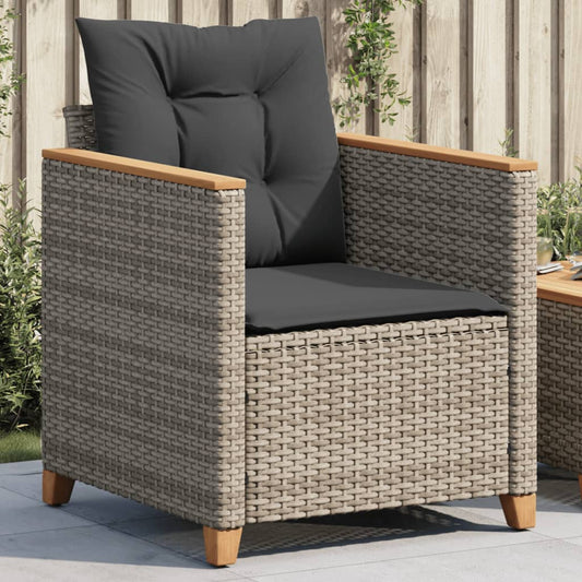 Patio Chair with Cushions Gray Poly Rattan