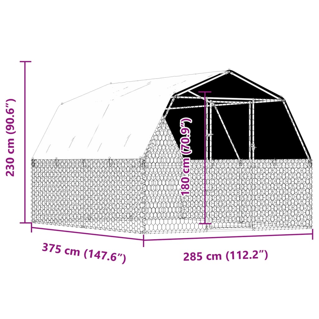 Dog Cage with Roof and Door Silver Galvanized Steel