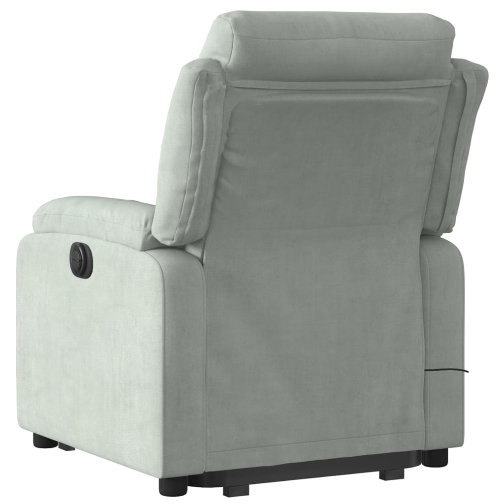 Stand up Massage Recliner Chair Light Gray Velvet