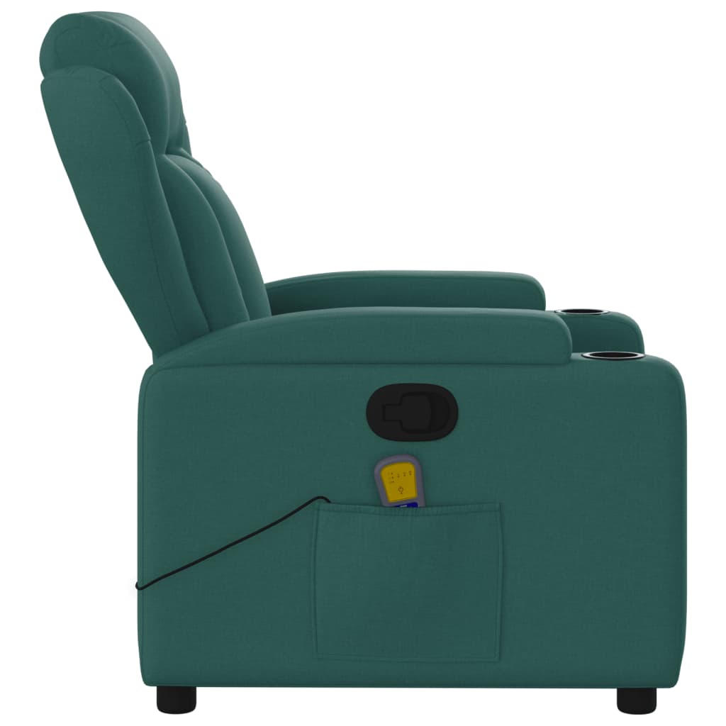 Massage Recliner Chair Dark Green Fabric