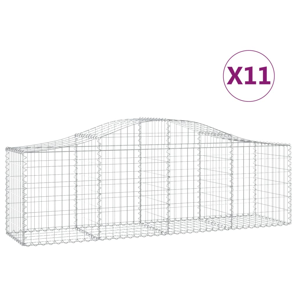 Arched Gabion Baskets 11 pcs 78.7"x19.7"x23.6"/31.5" Galvanized Iron