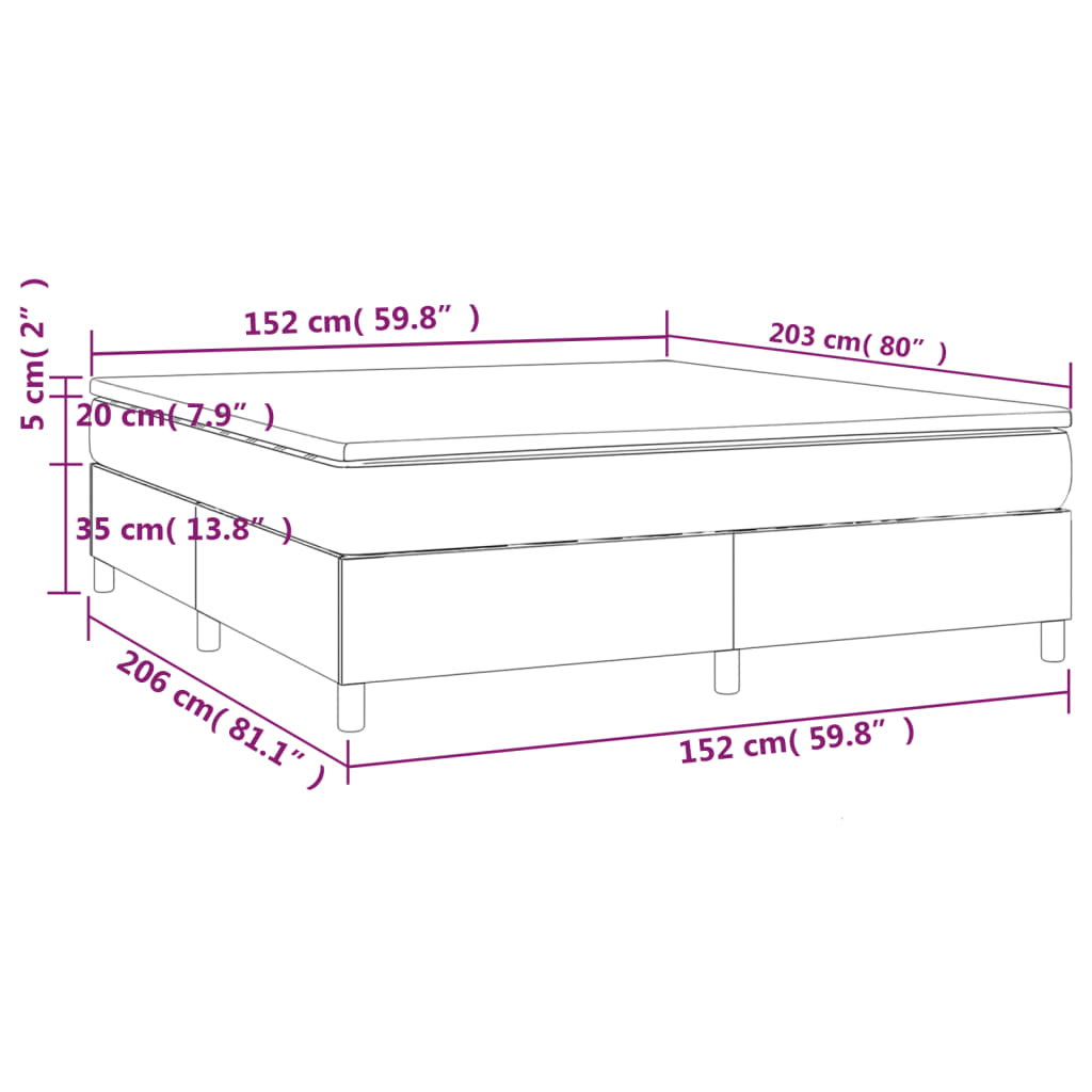 Box Spring Bed with Mattress Dark Gray 59.8"x79.9" Queen Velvet