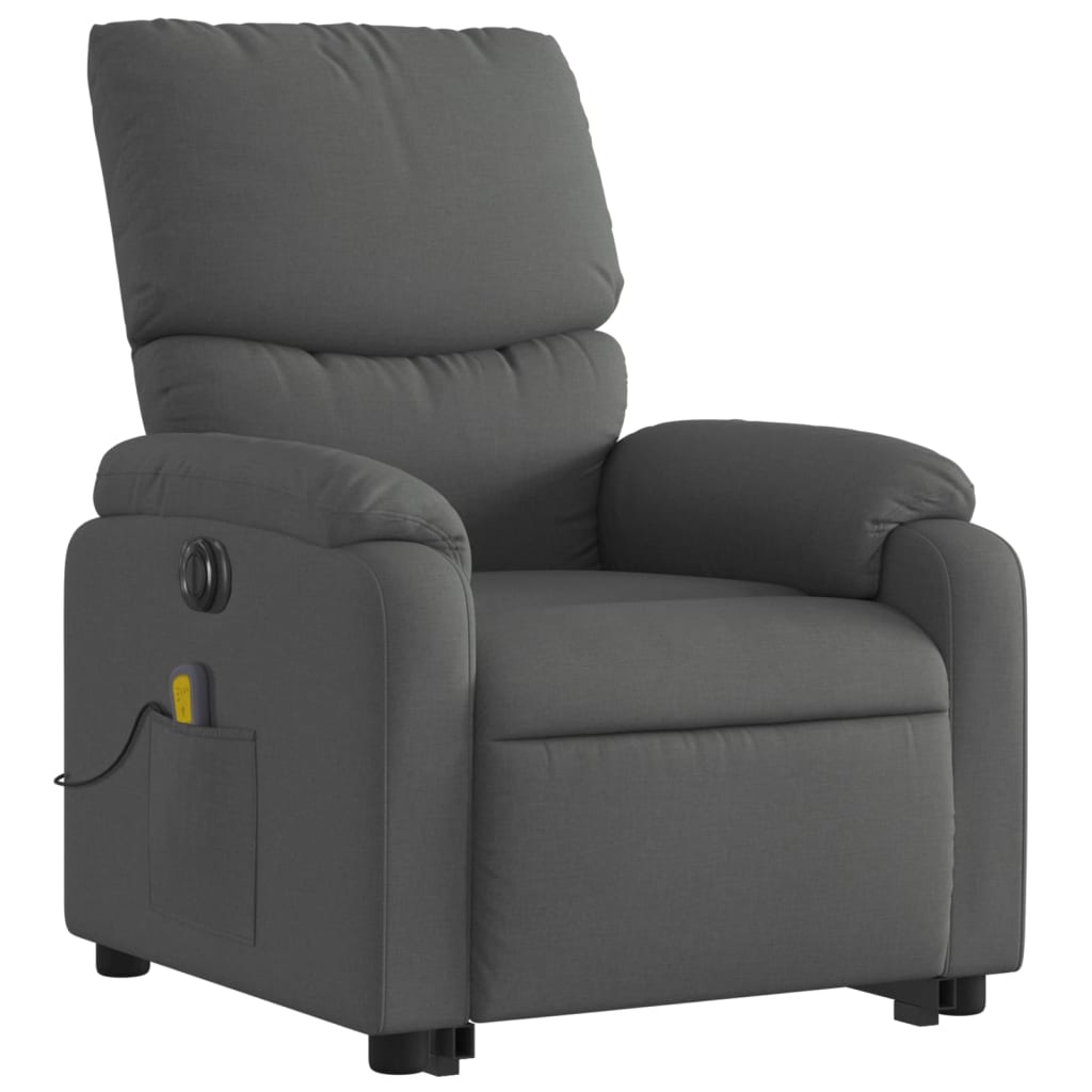 Electric Stand up Massage Recliner Chair Dark Gray Fabric