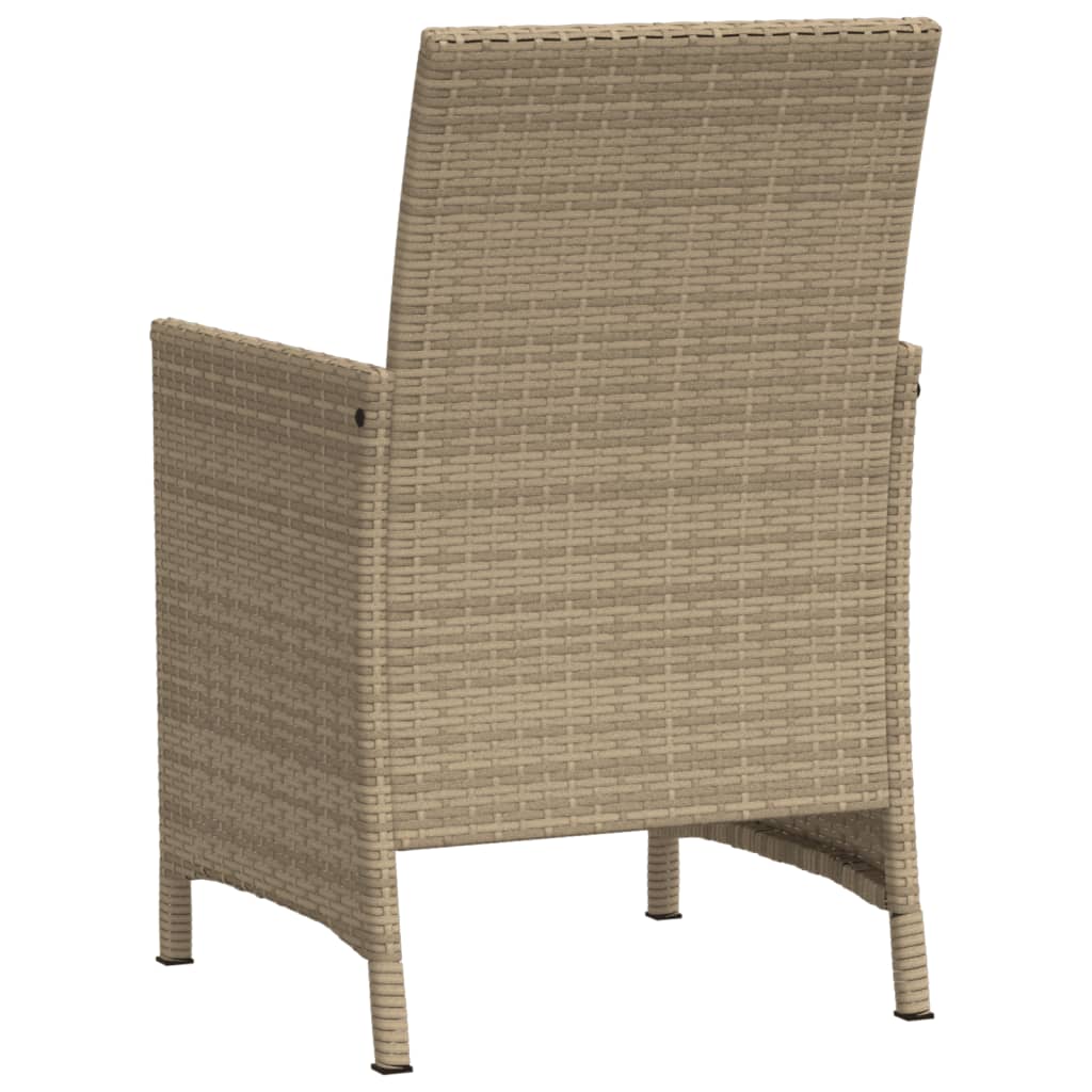 3 Piece Bistro Set with Cushions Beige Poly Rattan