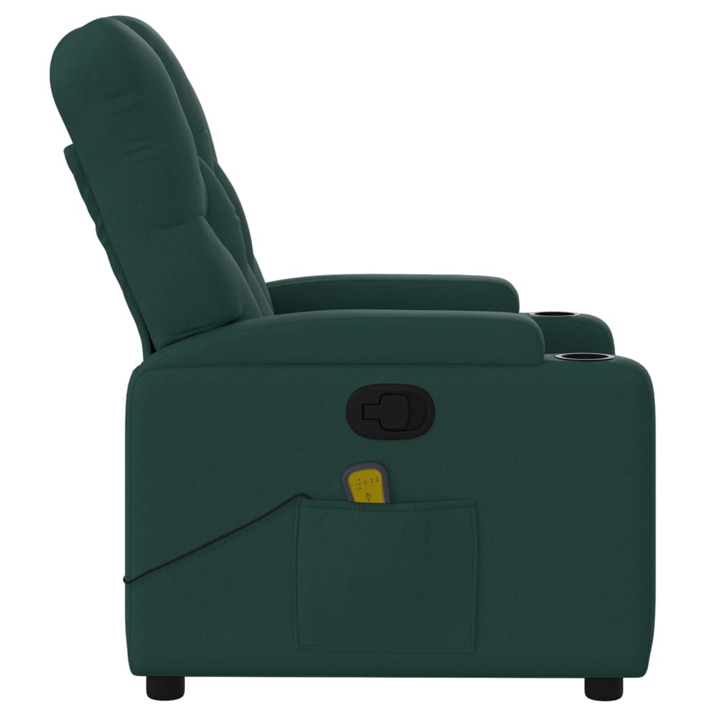 Massage Recliner Chair Dark Green Fabric