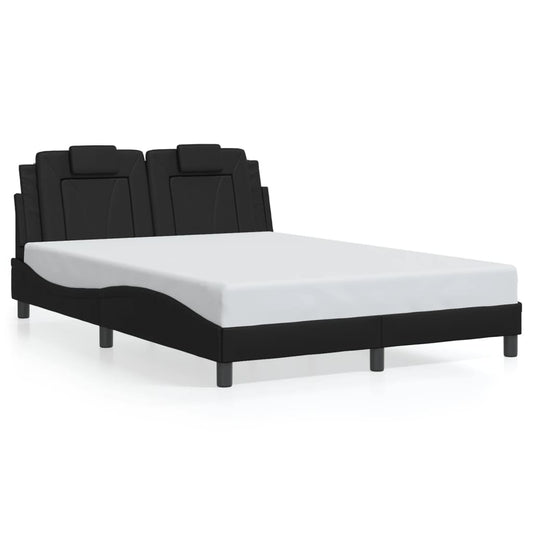 Bed Frame without Mattress Black 53.9"x74.8" Faux Leather