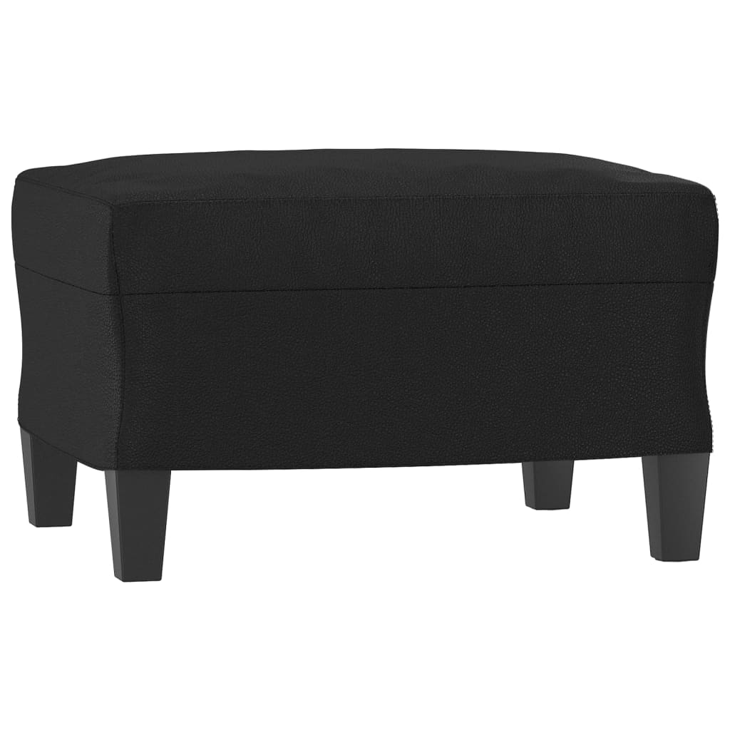 3-Seater Sofa with Footstool Black 70.9" Faux Leather