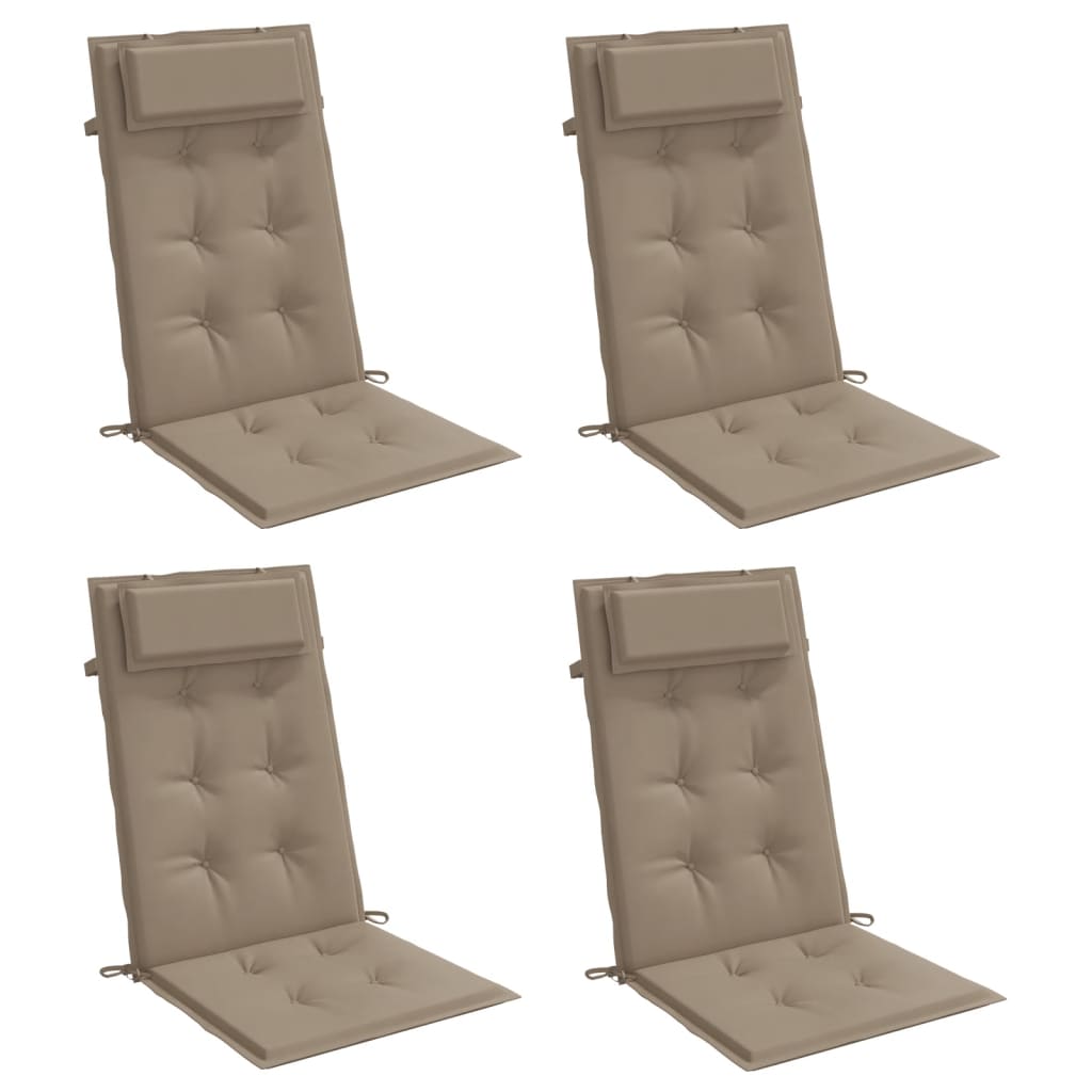 Highback Chair Cushions 4 pcs Taupe Oxford Fabric