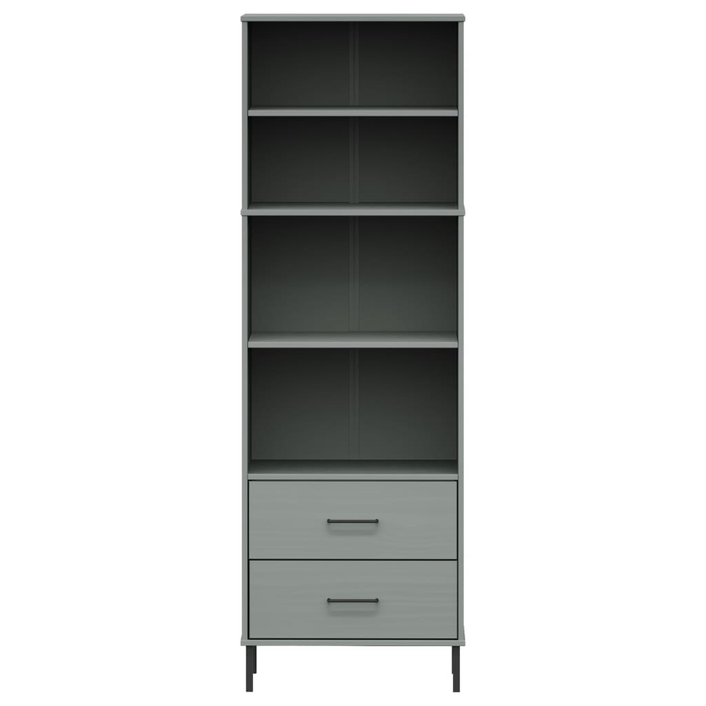 Bookcase with 2 Drawers Gray 23.6"x13.8"x70.9" Solid Wood OSLO