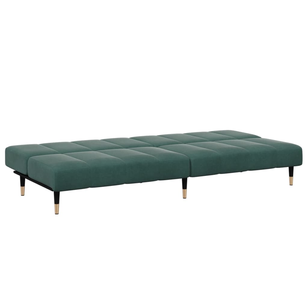 2-Seater Sofa Bed with Footstool Dark Green Velvet