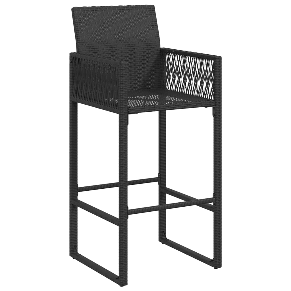 Patio Bar Stools 2 pcs Black Poly Rattan