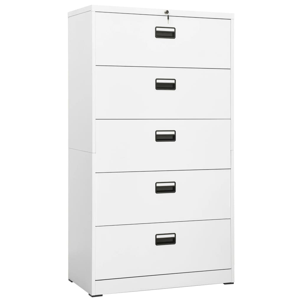 Filing Cabinet White 35.4"x18.1"x64.6" Steel