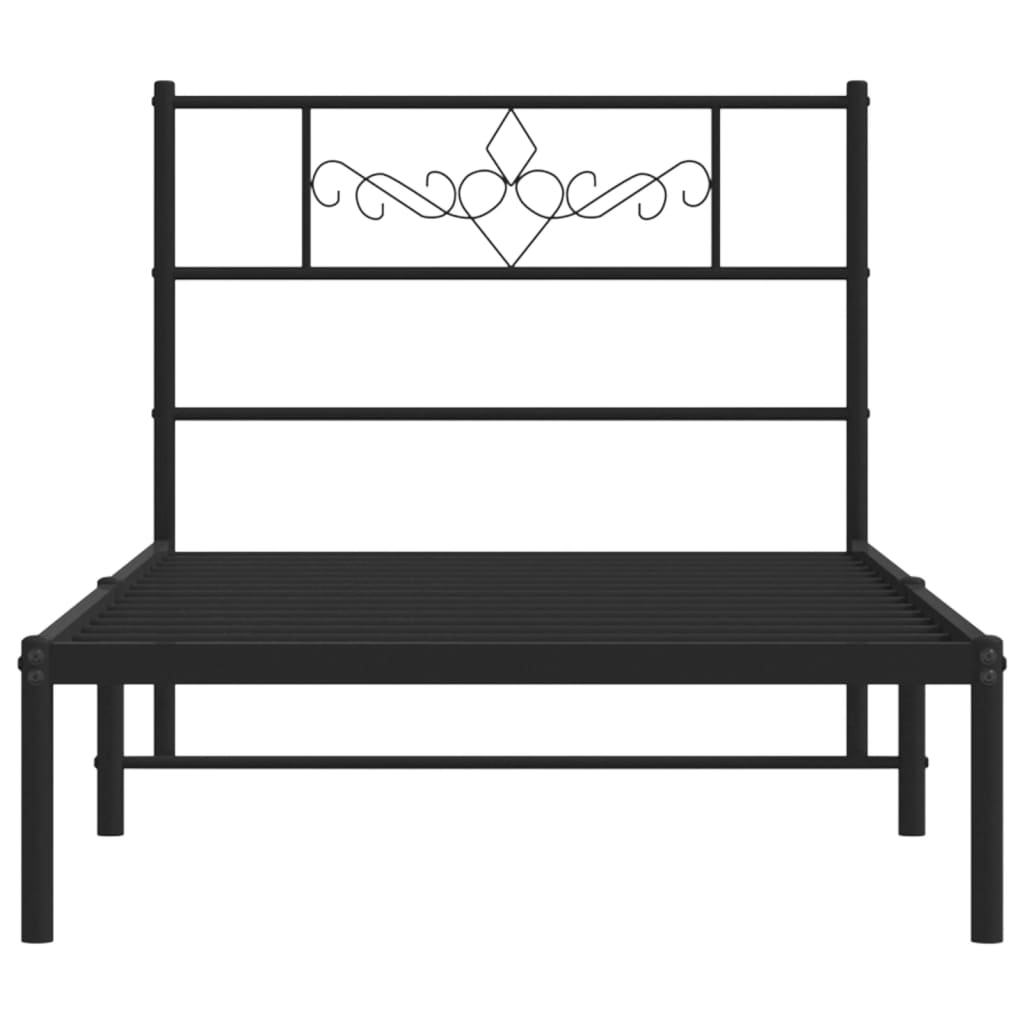 Metal Bed Frame without Mattress with Headboard Black 39.4"x74.8"