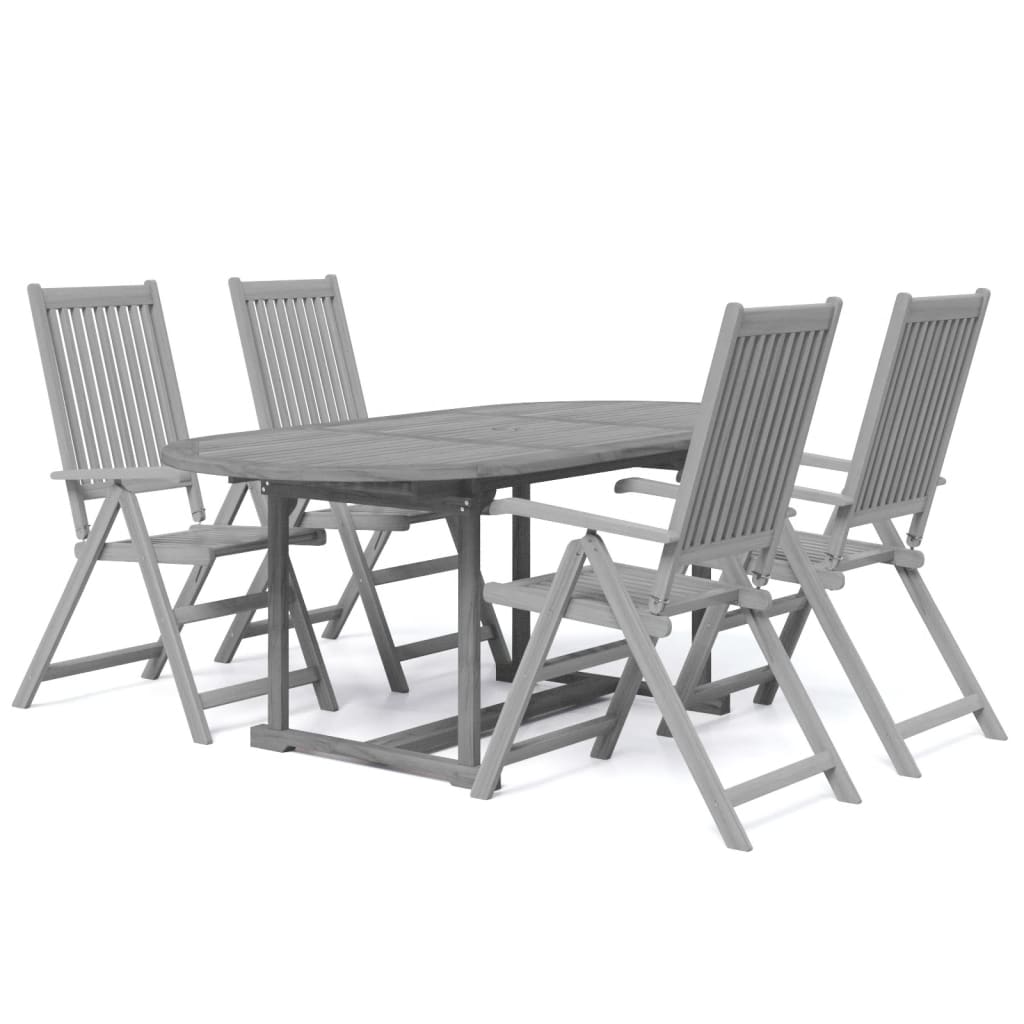 5 Piece Patio Dining Set Solid Wood Acacia