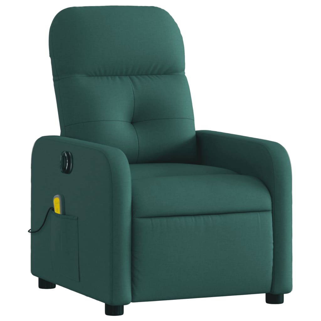 Electric Massage Recliner Chair Dark Green Fabric