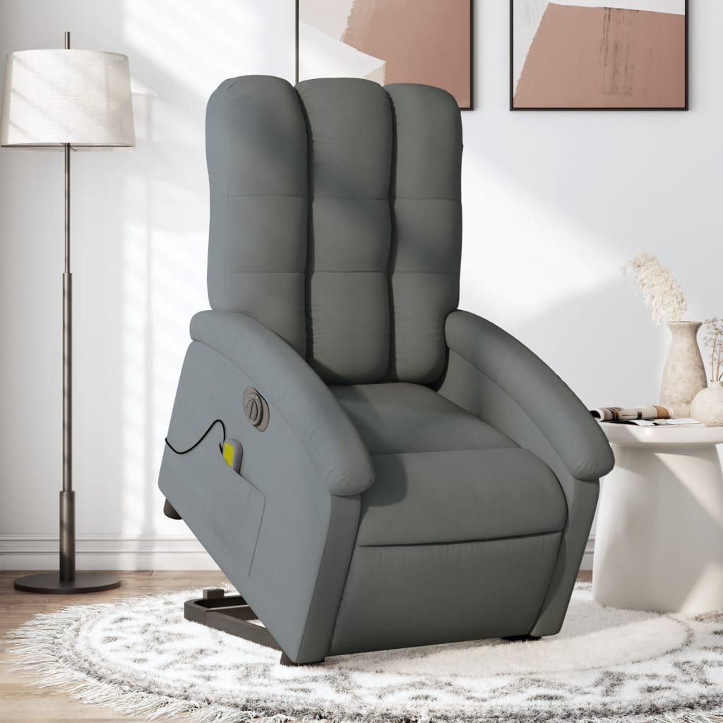 Electric Stand up Massage Recliner Chair Dark Gray Fabric