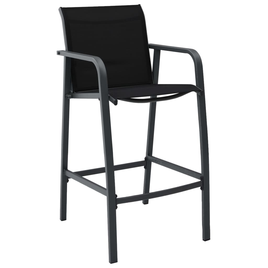 Patio Bar Chairs 2 pcs Black Textilene