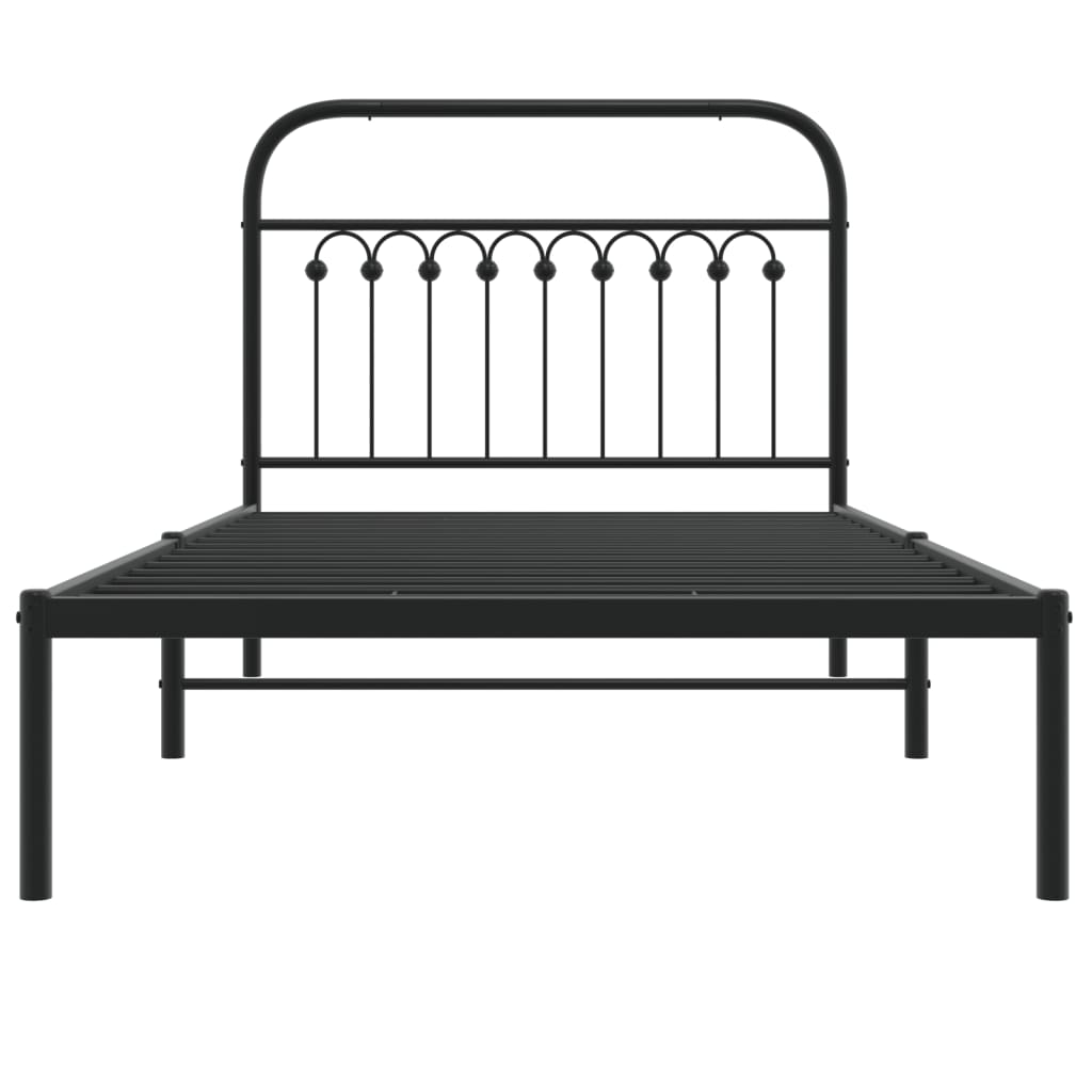 Metal Bed Frame without Mattress with Headboard Black 39.4"x78.7"