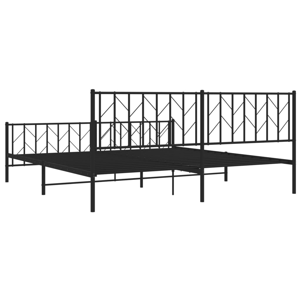 Metal Bed Frame without Mattress with Footboard Black 76"x79.9"