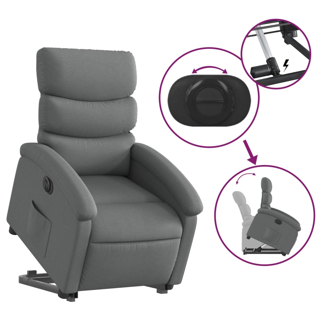 Electric Stand up Recliner Chair Dark Gray Fabric