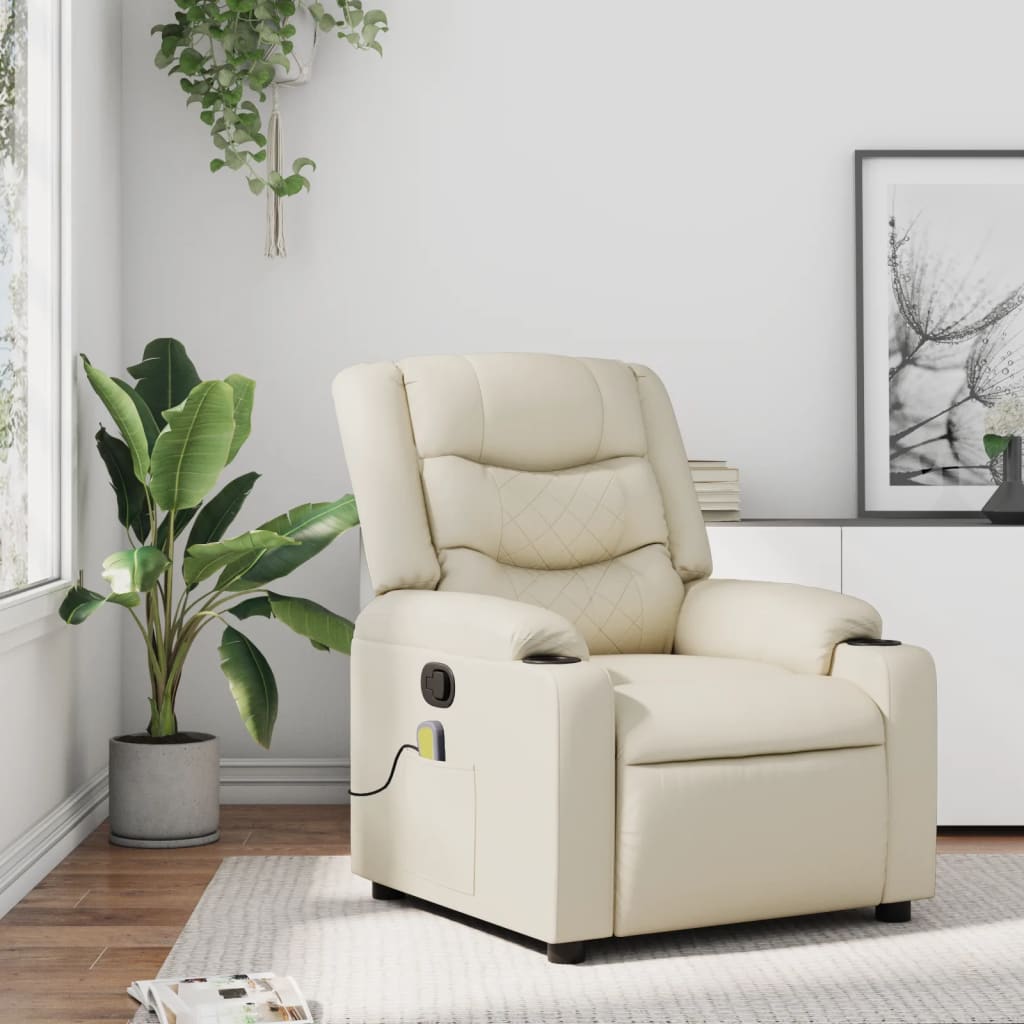 Massage Recliner Chair Black Faux Leather