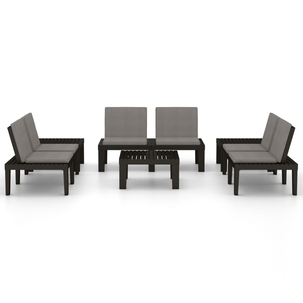 6 Piece Patio Lounge Set with Cushions Plastic Gray