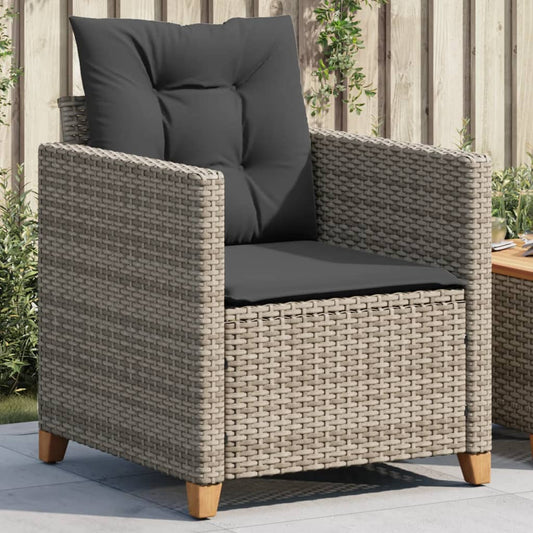 Patio Chair with Cushions Gray Poly Rattan