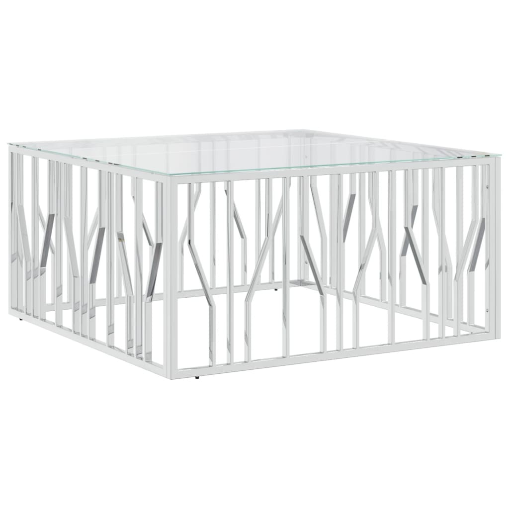 Coffee Table 39.4"x39.4"x19.7" Stainless Steel and Glass