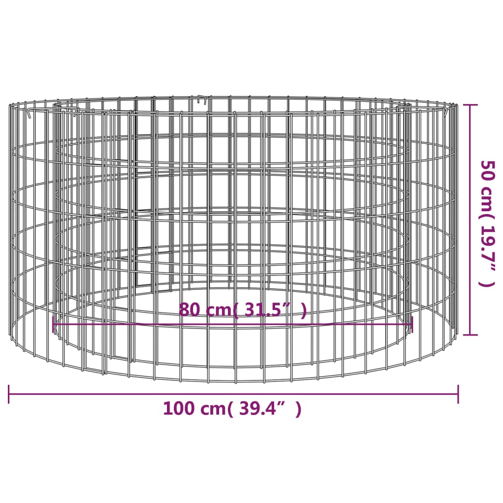 Gabion Fire Pit Ø 39.4" Galvanized Iron