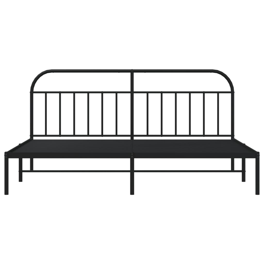 Metal Bed Frame without Mattress with Headboard Black 76"x79.9"