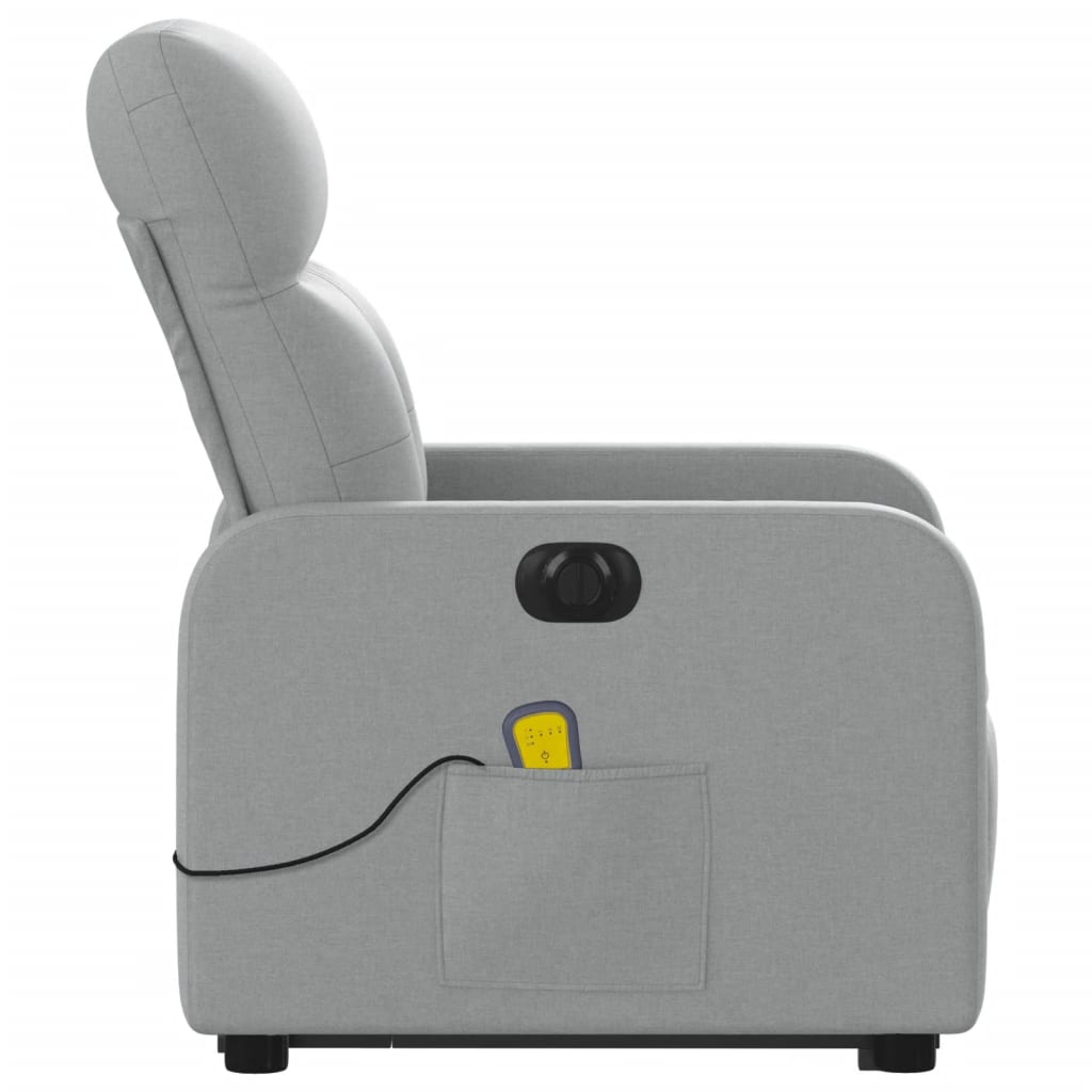 Electric Stand up Massage Recliner Chair Light Gray Fabric