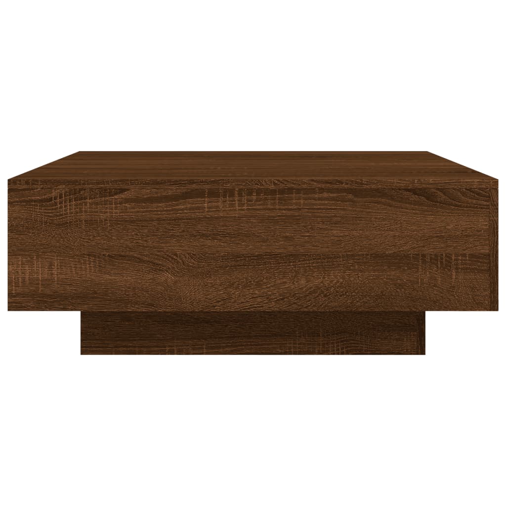 Coffee Table with LED Lights Brown Oak 31.5"x31.5"x12.2"